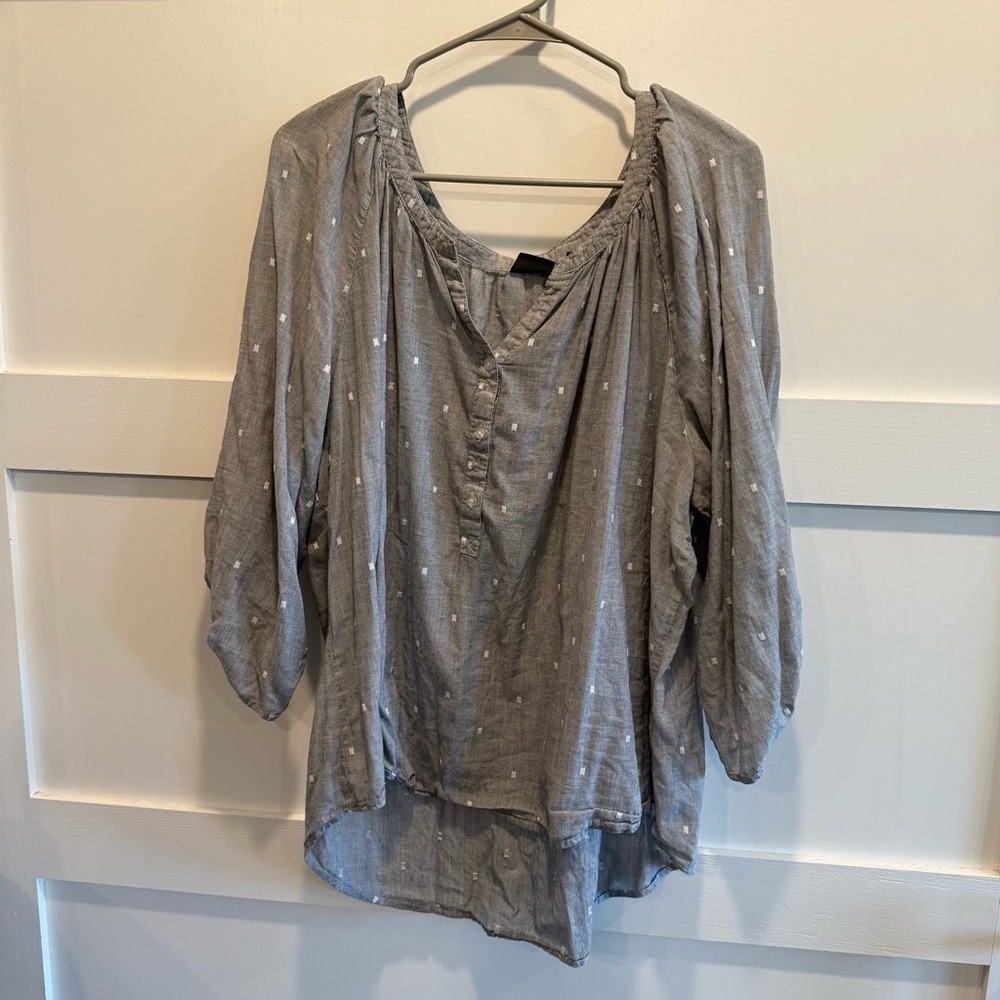 Westbound Gray Blouse with Subtle Dots